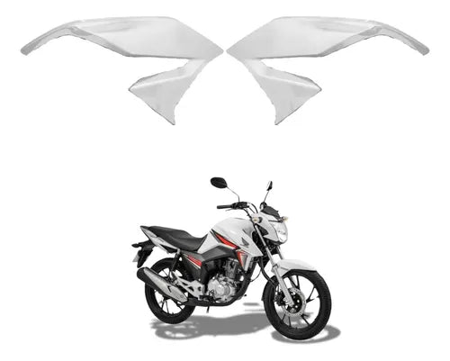 Par de Aletas Abas do Tanque Paramotos Honda Cg 160 Titan 2016 a 2021 Branco Ross