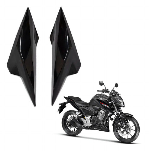 Par de Aletas Abas do Tanque Paramotos Honda Cb 300f Twister 2023 a 2024 Preto