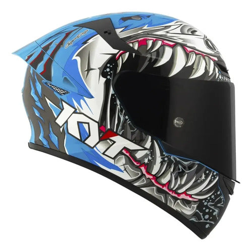 Capacete KYT TT-Course Megalodon Azul Brilhante Tamanho 60/L