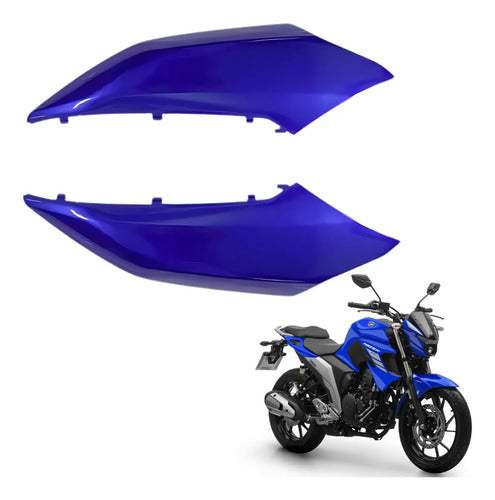 Par de Abas do Tanque Superiores Paramotos Yamaha Fazer Fz25 250 2018 a 2025 Azul Metálico
