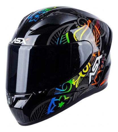 Capacete ASX City Flowers Preto Grafite Colorido Brilhante