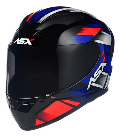 Capacete ASX City Start Preto Vermelho Azul Brilhante