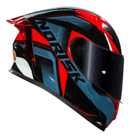 Capacete Norisk Flow Pulse com 2 Viseiras e Spoiler Azul Vermelho