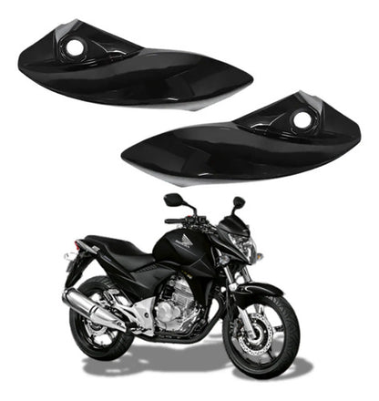 Par de Carenagens Laterais do Farol Paramotos Honda Cb 300r 2009 em diante Preto Brilhante