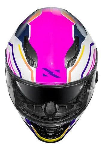 Capacete Norisk FF302 Soul II Factor com Óculos Solar Interno Branco Rosa Brilhante