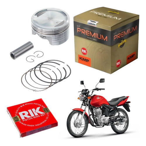 Kit Pistão com Anéis KMP Honda Cg 150 Titan Fan 2004 a 2015 Bros 150 2006 a 2015 220 cc 0,50 mm