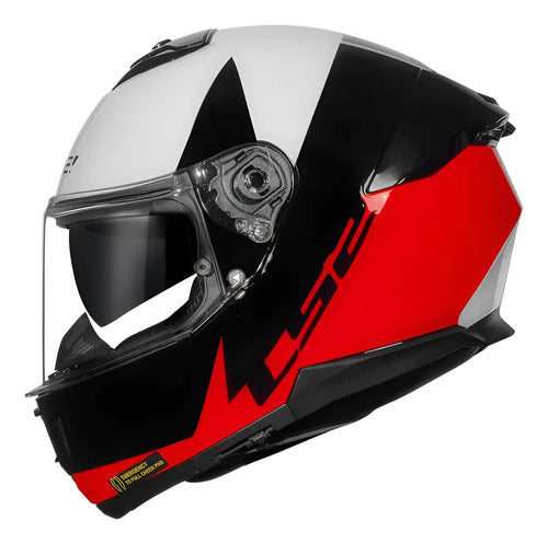 Capacete LS2 FF808 Stream II Thunderbiz com Óculos Solar Interno Preto Vermelho