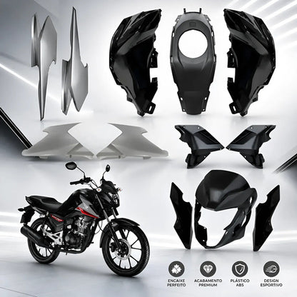Kit Carenagem Completo Paramotos Honda Cg 160 Titan 2025 em diante Preto Brilhante