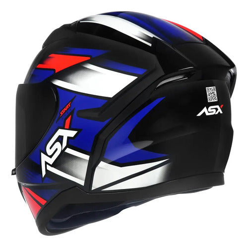 Capacete ASX City Start Preto Vermelho Azul Brilhante