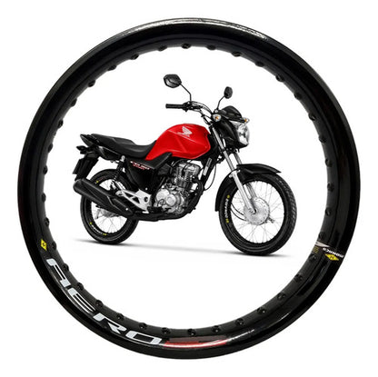 Par de Aros de Roda Aero Slim Monaco Honda Cg 160 Titan Fan Start 2.15x18 e 2.50x18 Preto Brilhante