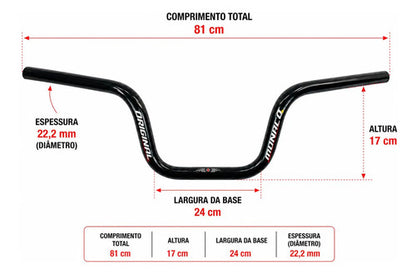 Guidão Monaco Honda Xre 190 2016 em diante Preto Brilhante