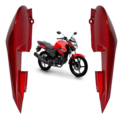 Par de Rabetas Laterais Paramotos Yamaha Fazer 150 2014 a 2015 Vermelho Brilhante