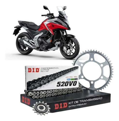 Kit Relação DID Premium com Retentor Honda Nc 750x 2016 em diante 520VO 114L 43/17T