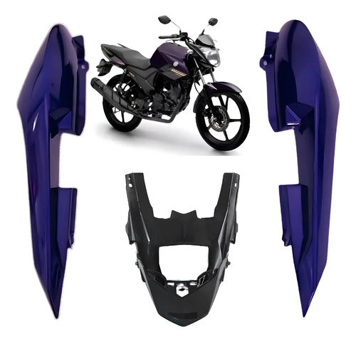 Rabeta Lateral Completa Paramotos Yamaha Fazer 150 2024 a 2025 Roxo Metálico