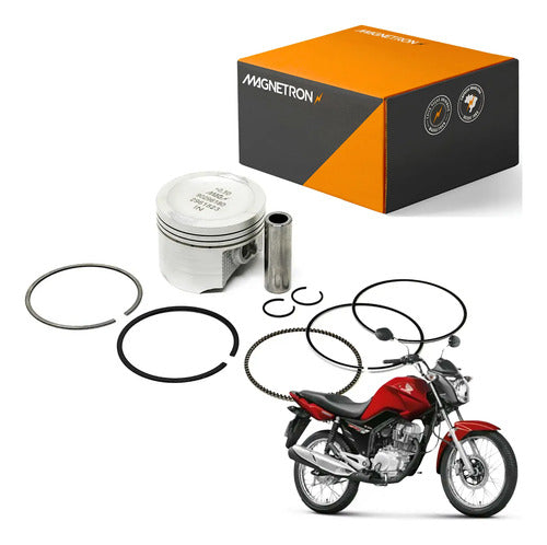 Kit Pistão com Anéis Magnetron Honda Cg 125 Fan 2009 a 2015 0,50 mm