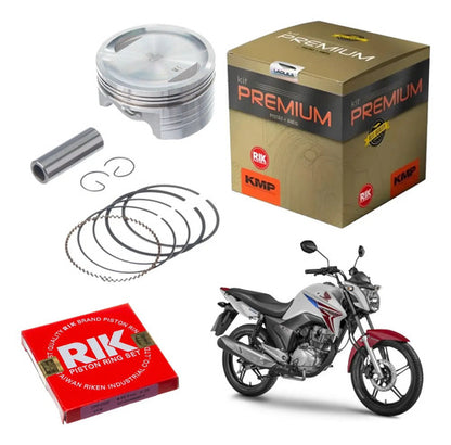 Kit Pistão com Anéis KMP Honda Cg 150 Titan Fan 2004 a 2015 Bros 150 2006 a 2015 220 cc 0,50 mm