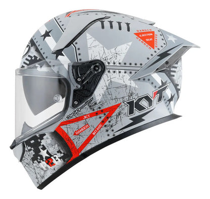 Capacete KYT R2R Max Assault com Óculos Solar Interno Cinza Fosco