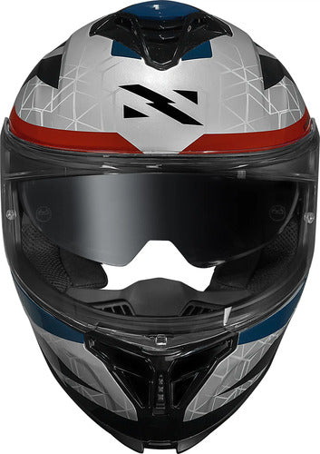Capacete Norisk Strada II Evoque com Óculos Solar Interno Prata Vermelho Azul
