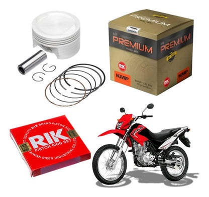 Kit Pistão com Anéis KMP Premium Honda Cg 125 Titan Fan 2002 a 2008 Bros 125 2003 a 2005 0,75 mm