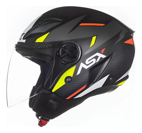 Capacete Aberto ASX City Air Square Preto Grafite Amarelo Fosco