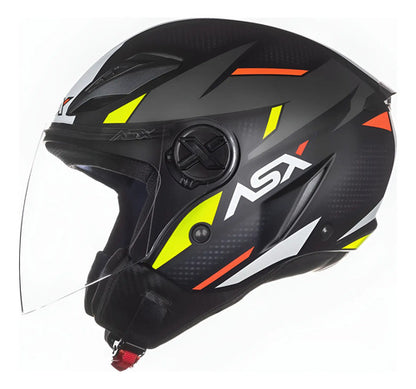 Capacete Aberto ASX City Air Square Preto Grafite Amarelo Fosco