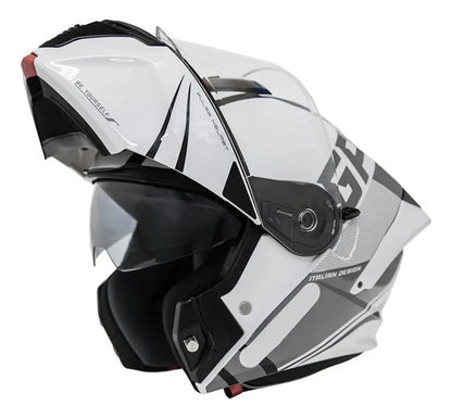 Capacete Escamoteável GP Tech A128 SV Pulse Be Yourself Branco Cinza Brilhante