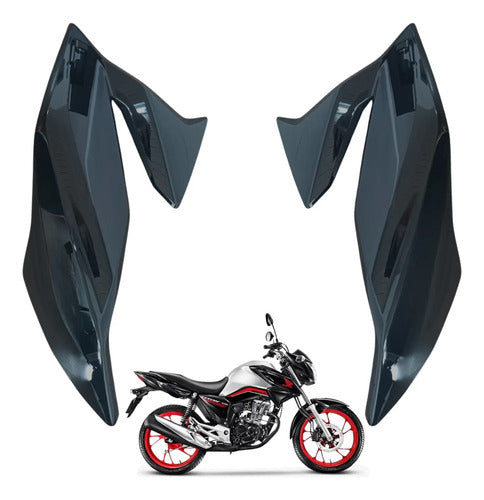 Par de Aletas Abas do Tanque Paramotos Honda Cg 160 Titan 2022 a 2024 Preto
