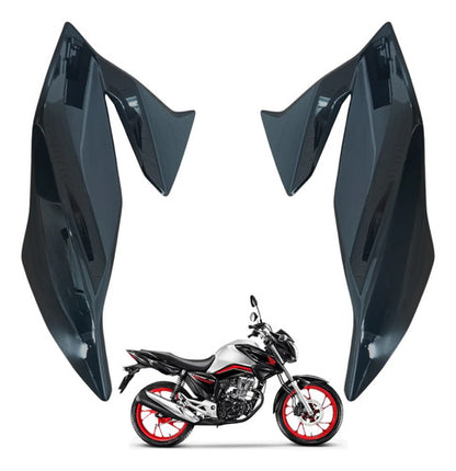 Par de Aletas Abas do Tanque Paramotos Honda Cg 160 Titan 2022 a 2024 Preto