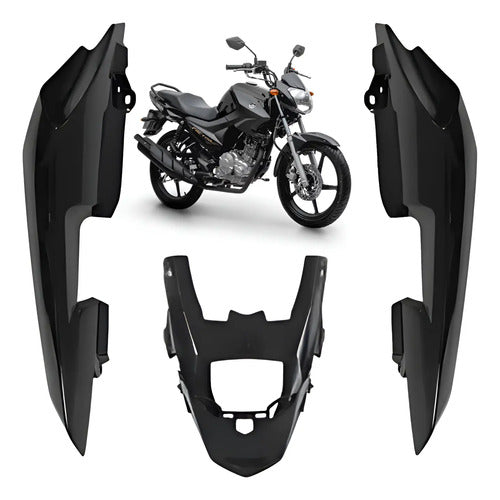 Rabeta Lateral Completa Paramotos Yamaha Factor 150 2016 a 2024 Preto Metálico