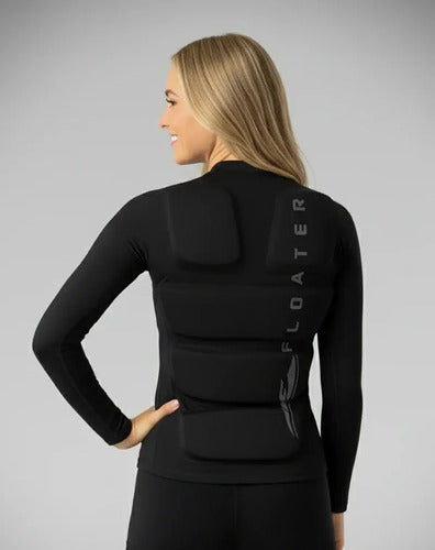 Camisa Flutuadora Manga Longa Aquática Uv50+ Lycra Unisex Preto