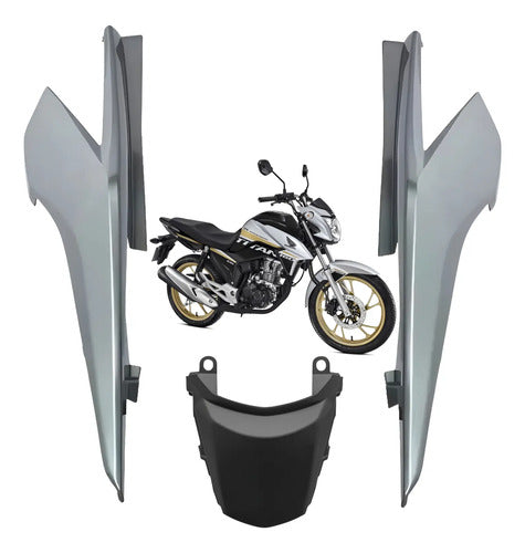 Kit Rabeta Lateral Completa Paramotos Honda Cg 160 Titan 2016 a 2024 Prata Edição Especial