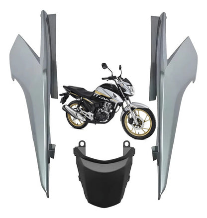 Kit Rabeta Lateral Completa Paramotos Honda Cg 160 Titan 2016 a 2024 Prata Edição Especial