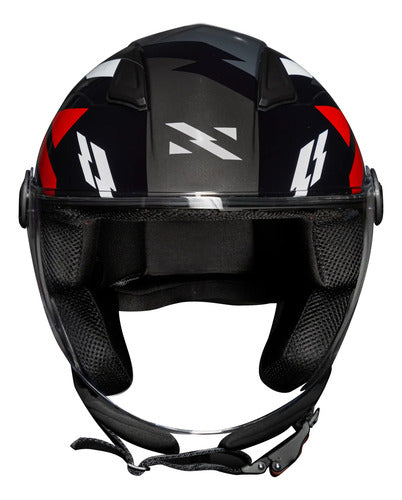 Capacete Aberto Norisk Orion Denver Preto Vermelho Brilhante Tamanho 58/M
