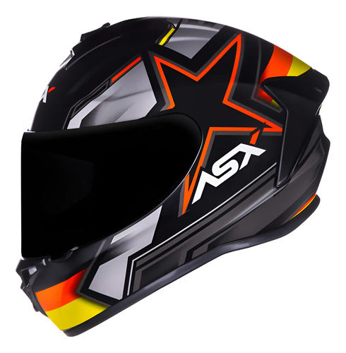 Capacete ASX Draken Pilot Alemanha Preto Vermelho Amarelo Fosco