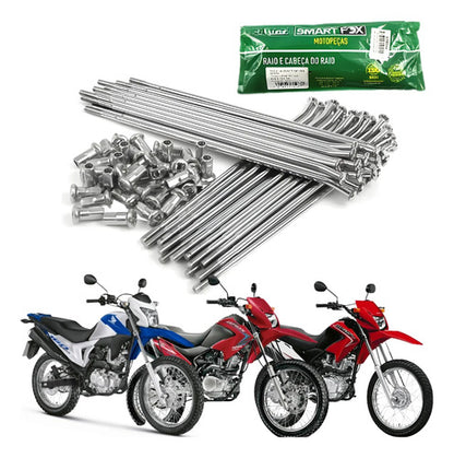 Jogo de Raios Dianteiro Smartfox Honda Bros 125 150 160 4 mm Cromado