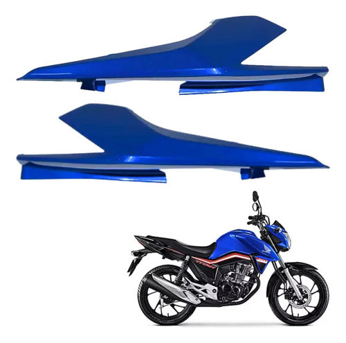 Par de Rabetas Laterais Paramotos Honda Cg 160 Titan 2022 a 2024 Azul Caraíva
