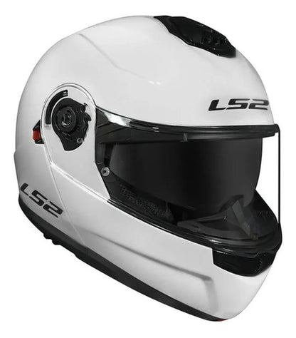 Capacete Escamoteável LS2 FF908 Strobe II Solid com Óculos Solar Branco Brilhante Tamanho 56/S
