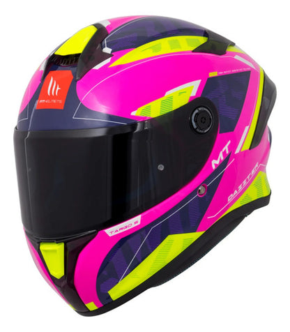 Capacete MT Helmets Targo Dazzter Rosa Roxo Amarelo Brilhante
