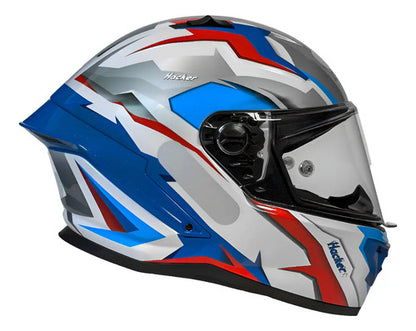 Capacete GP Tech Pilot Hacker Branco Azul Brilhante Tamanho 56