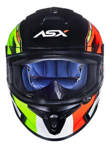 Capacete ASX Draken Pilot Preto Vermelho Verde Brilhante