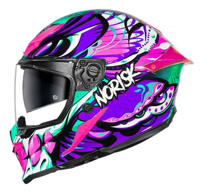 Capacete Norisk Rock Butterfly com Óculos Solar Interno Rosa Brilhante