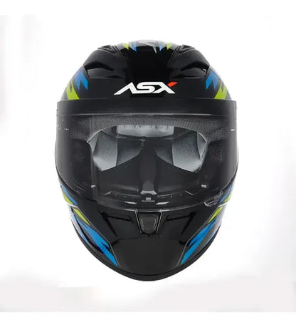 Capacete ASX City Arrow Preto Azul Amarelo Brilhante
