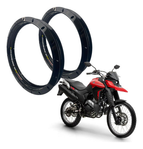 Par de Aros de Roda GS Monaco Yamaha Lander 250 2018 em diante 1.85x21 e 2.15x18 Preto Brilhante