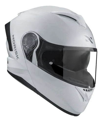 Capacete Escamoteável Norisk Force II Solid com Óculos Solar Interno Branco Brilhante Tamanho 58/M