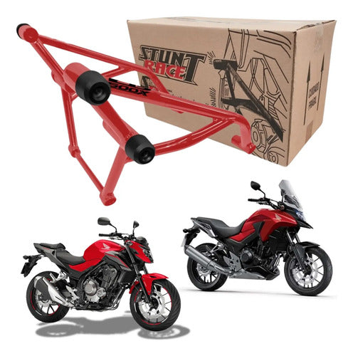 Protetor de Motor Stunt Race Cage Honda Cb 500f Cb 500x 2015 em diante Vermelho Metálico