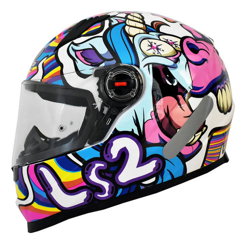 Capacete LS2 FF358 Bubble Branco Rosa Brilhante Tamanho 62/XL