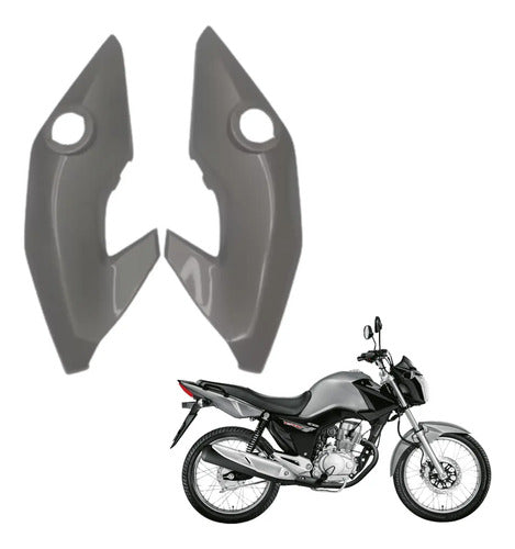 Par de Carenagens Laterais do Farol Paramotos Honda Cg 150 160 Fan Cinza Fosco