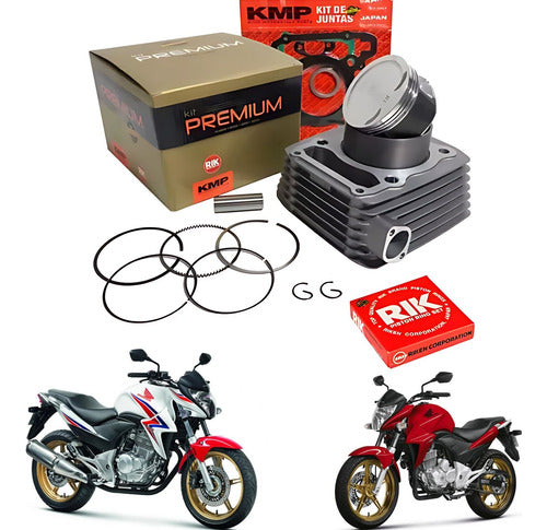 Kit Cilindro Pistão Anéis e Juntas KMP Premium Honda Xre 300 2009 a 2022 Cb 300r 2009 a 2015