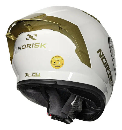 Capacete Norisk Flow Solid com Spoiler Branco Dourado Brilhante