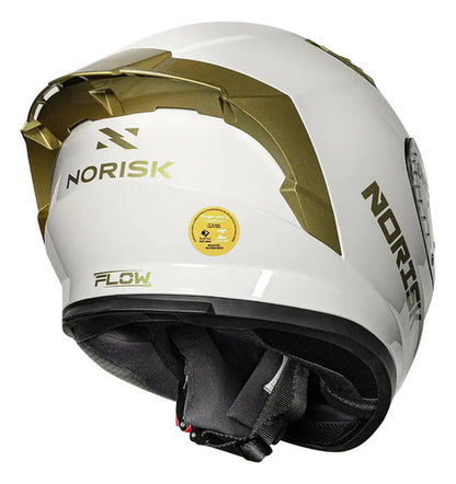 Capacete Norisk Flow Solid com Spoiler Branco Dourado Brilhante